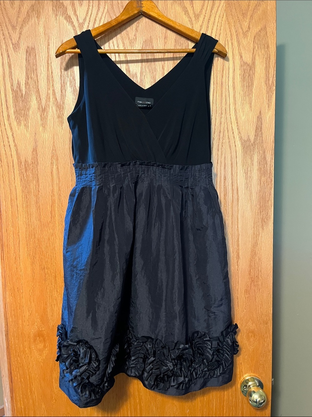 Max & Cleo Black Sleeveless Midi Dress with Ruffle Hem